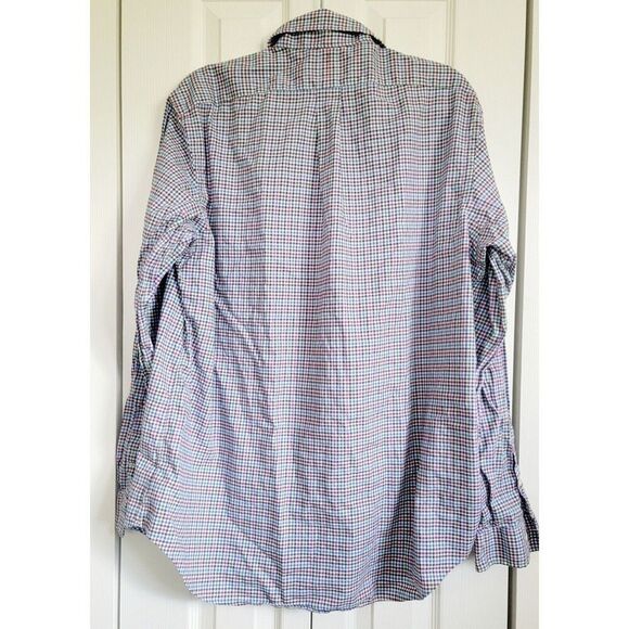 Ralph Lauren Men's XL Shirt Red Multi Color Plaid Stretch Cotton Snall Squares - Picture 2 of 7